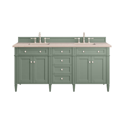 Brittany 72" Double Vanity, Smokey Celadon w/ 3CM Eternal Marfil Top James Martin Vanities