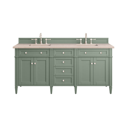 Brittany 72" Double Vanity, Smokey Celadon w/ 3CM Eternal Marfil Top James Martin Vanities