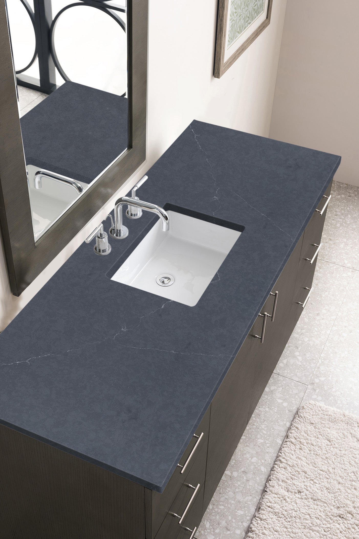 Metropolitan 60" Single Vanity, Silver Oak, w/ 3 CM Charcoal Soapstone Quartz Top James Martin Vanities