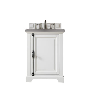 Providence 26" Single Vanity Cabinet, Bright White, w/ 3 CM Grey Expo Quartz Top James Martin Vanities