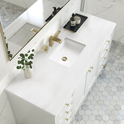 Chicago 60" Single Vanity, Glossy White w/ 3CM White Zeus Top James Martin Vanities