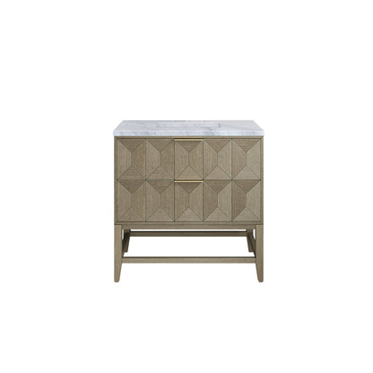 Emmeline 36" Single Vanity, Pebble Oak w/ 3CM Carrara Marble Top James Martin Vanities