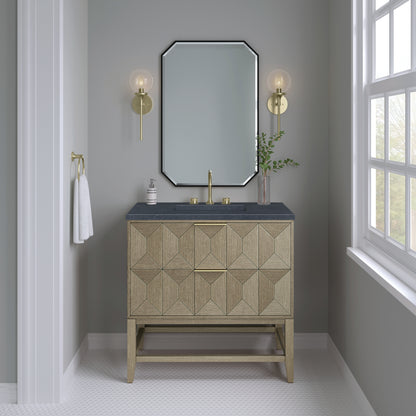 Emmeline 36" Single Vanity, Pebble Oak w/ 3CM Charcoal Soapstone Top James Martin Vanities