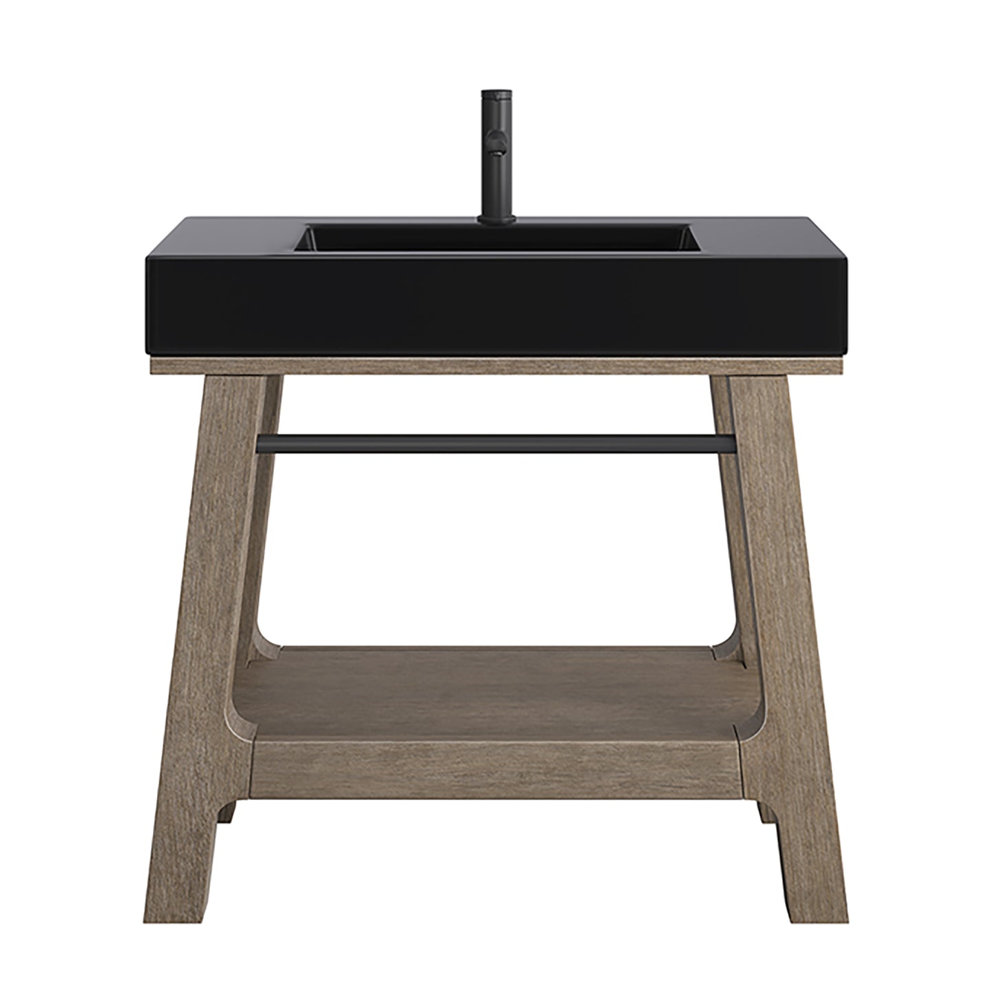 Auburn 36" Sink Console, Weathered Timber w/ Black Matte Mineral Composite Top James Martin Vanities
