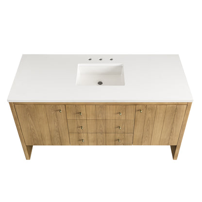 Hudson 60" Single Vanity, Light Natural Oak James Martin Vanities