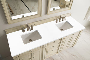 Bristol 72" Double Vanity, Vintage Vanilla, w/ 3 CM White Zeus Quartz Top James Martin Vanities