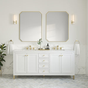 Chicago 72" Double Vanity, Glossy White w/ 3CM Arctic Fall Top James Martin Vanities