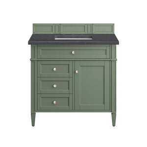 Brittany 36" Single Vanity, Smokey Celadon w/ 3CM Charcoal Soapstone Top James Martin Vanities