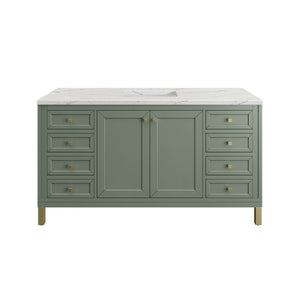 Chicago 60" Single Vanity, Smokey Celadon w/ 3CM Ethereal Noctis Top James Martin Vanities