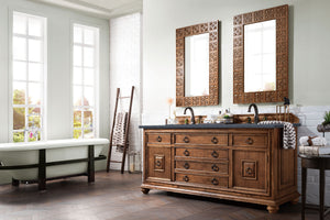 Mykonos 72" Double Vanity Cabinet, Cinnamon, w/ 3 CM Charcoal Soapstone Quartz Top James Martin Vanities