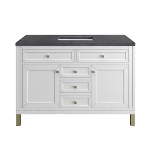 Chicago 48" Single Vanity, Glossy White w/ 3CM Charcoal Soapstone Top James Martin Vanities