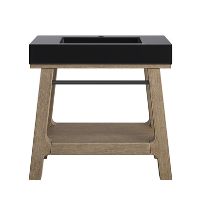 Auburn 36" Sink Console, Weathered Timber w/ Black Matte Mineral Composite Top James Martin Vanities
