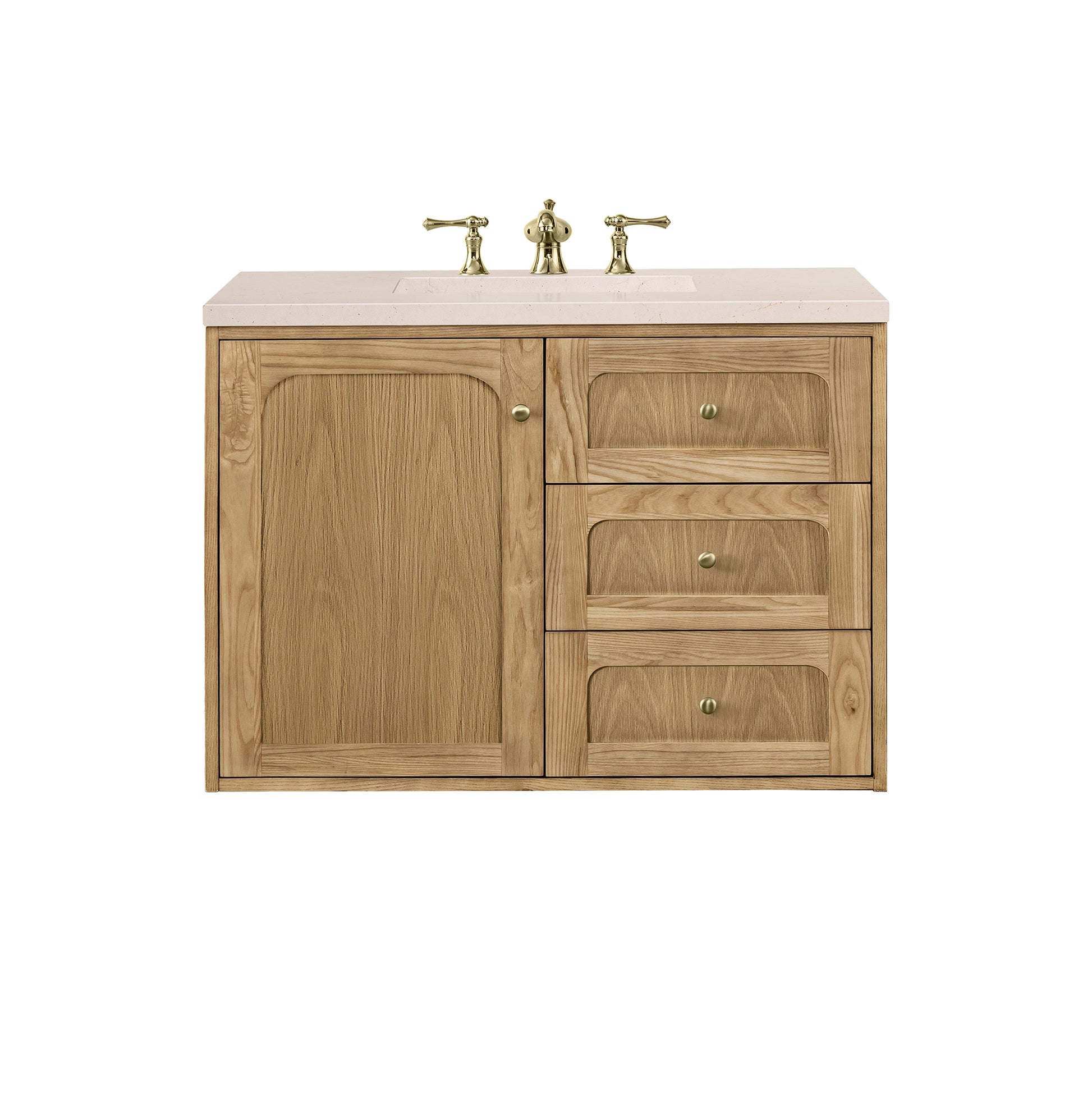 Laurent 36" Single Vanity, Light Natural Oak w/ 3CM Eternal Marfil Top James Martin Vanities