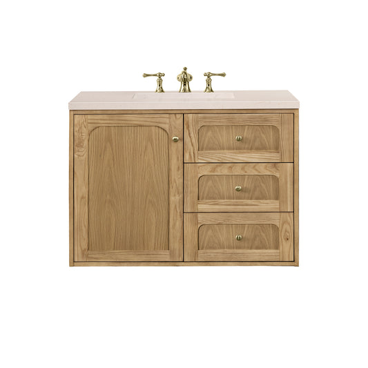 Laurent 36" Single Vanity, Light Natural Oak w/ 3CM Eternal Marfil Top James Martin Vanities