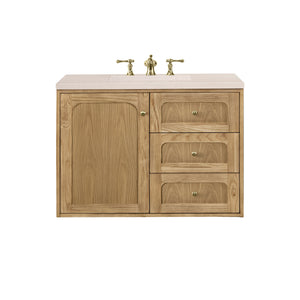 Laurent 36" Single Vanity, Light Natural Oak w/ 3CM Eternal Marfil Top James Martin Vanities