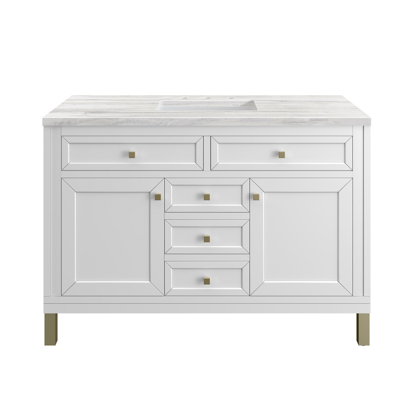 Chicago 48" Single Vanity, Glossy White w/ 3CM Arctic Fall Top James Martin Vanities