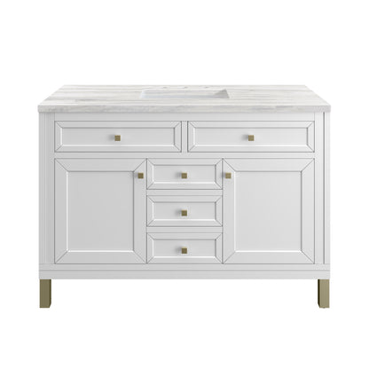 Chicago 48" Single Vanity, Glossy White w/ 3CM Arctic Fall Top James Martin Vanities