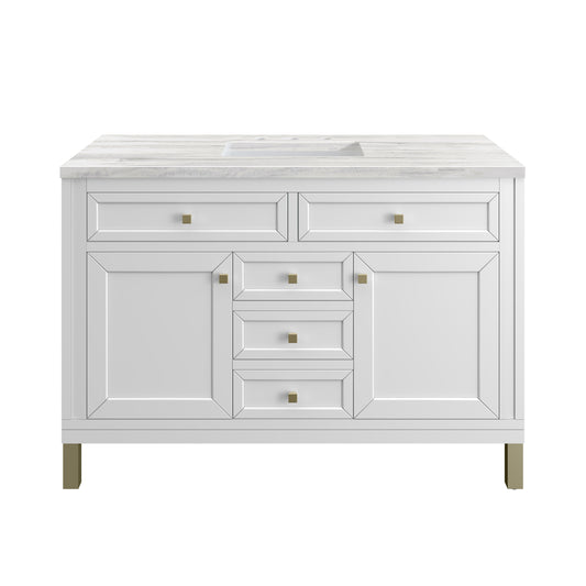 Chicago 48" Single Vanity, Glossy White w/ 3CM Arctic Fall Top James Martin Vanities