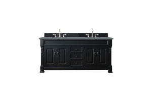 Brookfield 72" Double Vanity, Antique Black w/ 3 CM Cala Blue Quartz Top James Martin Vanities