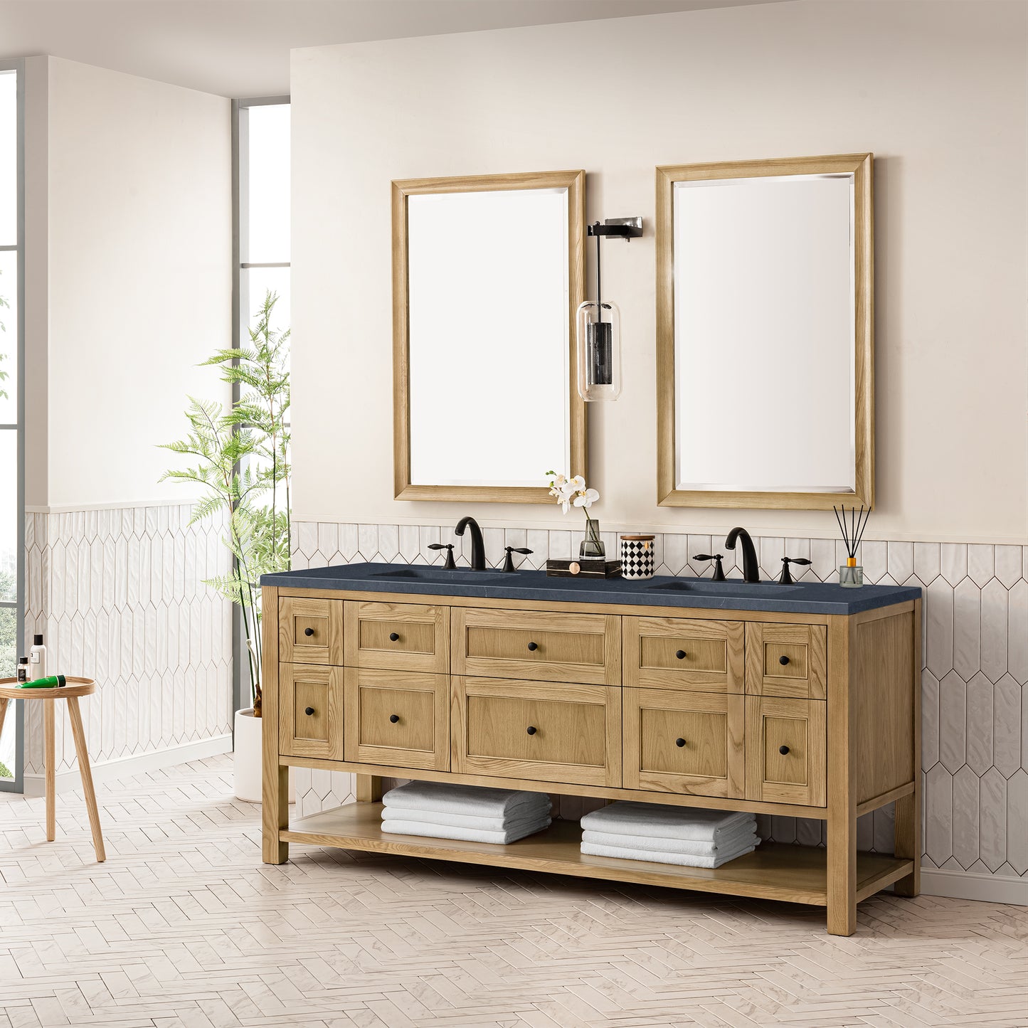 Bathroom Vanities Outlet Atlanta Renovate for LessBreckenridge 72" Double Vanity, Light Natural Oak w/ 3CM Charcoal Soapstone Top