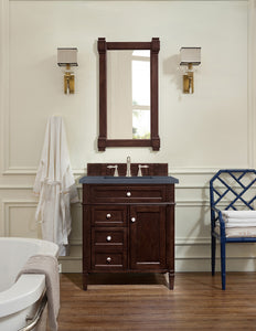 Brittany 30" Single Vanity, Burnished Mahogany, w/ 3 CM Charcoal Soapstone Quartz Top James Martin Vanities