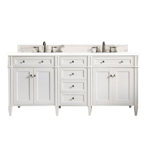 Brittany 72" Bright White Double Vanity w/ 3 CM White Zeus Quartz Top James Martin Vanities