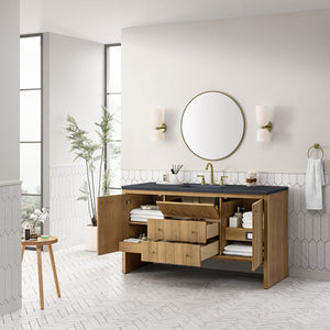 Hudson 60" Single Vanity, Light Natural Oak w/ 3CM Charcoal Soapstone Top James Martin Vanities