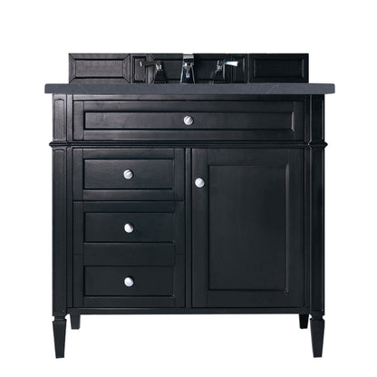 Brittany 36" Black Onyx Single Vanity w/ 3 CM Charcoal Soapstone Quartz Top James Martin Vanities