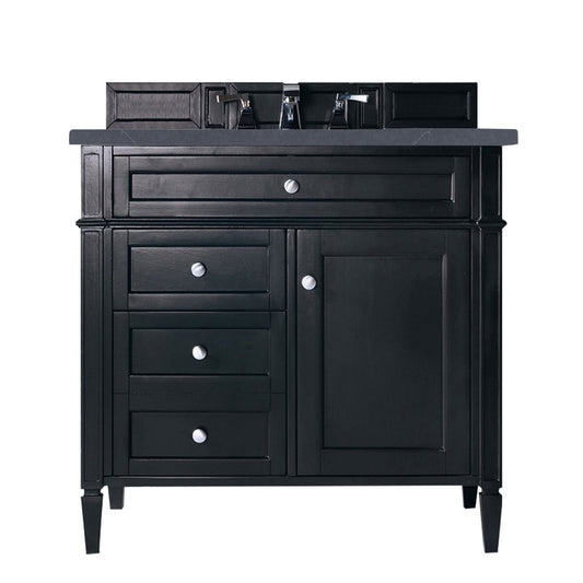 Brittany 36" Black Onyx Single Vanity w/ 3 CM Charcoal Soapstone Quartz Top James Martin Vanities