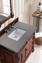 Load image into Gallery viewer, Brookfield 36&quot; Single Vanity, Warm Cherry w/ 3 CM Grey Expo Quartz Top James Martin Vanities