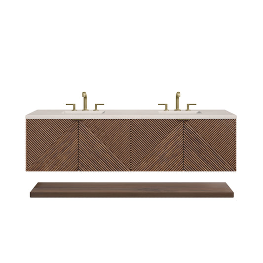Marcello 72" Double Vanity, Chestnut w/ 3CM Eternal Marfil Top James Martin Vanities