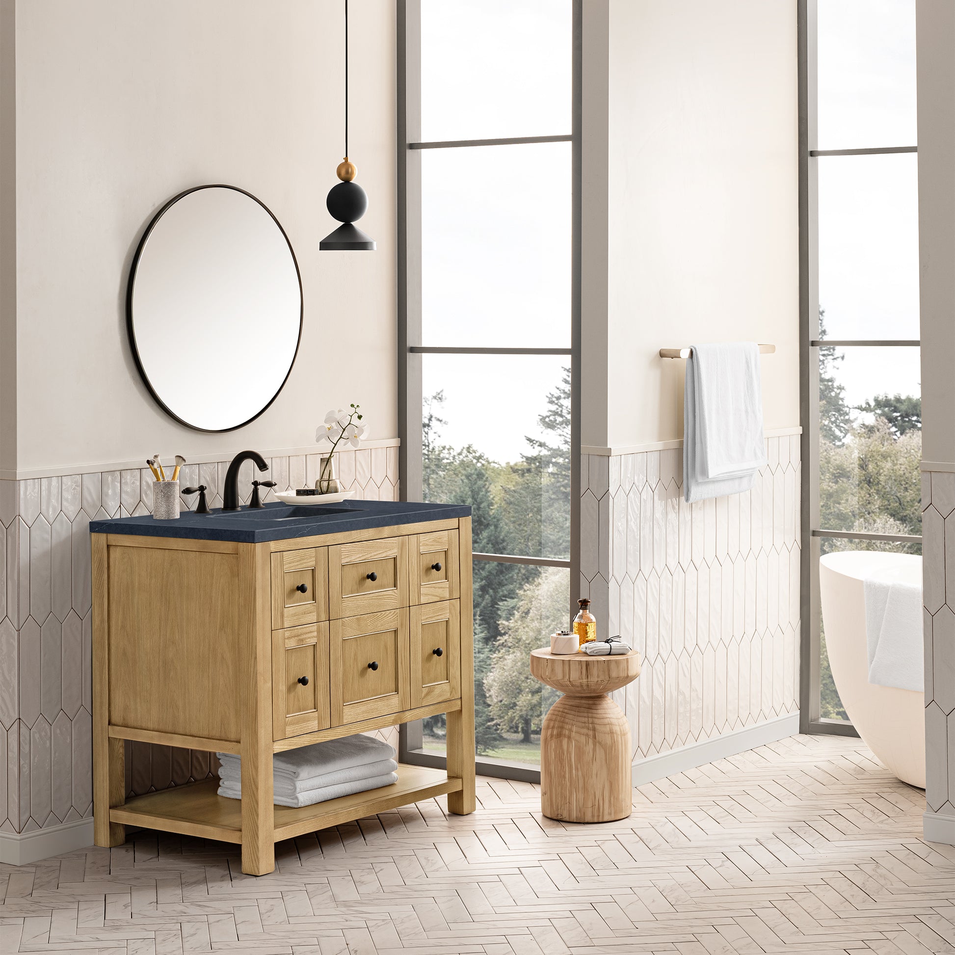 Breckenridge 36" Single Vanity, Light Natural Oak w/ 3CM Charcoal Soapstone Top James Martin Vanities
