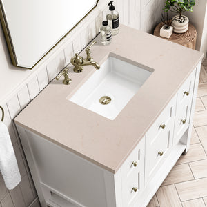 Bathroom Vanities Outlet Atlanta Renovate for LessBreckenridge 36" Single Vanity, Bright White w/ 3CM Eternal Marfil Top