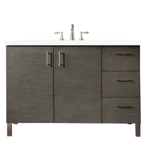 Metropolitan 48" Single Vanity, Silver Oak, w/ 3 CM White Zeus Quartz Top James Martin Vanities