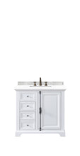 Load image into Gallery viewer, Providence 36&quot; Single Vanity Cabinet, Bright White, w/ 3 CM Classic White Quartz Top James Martin