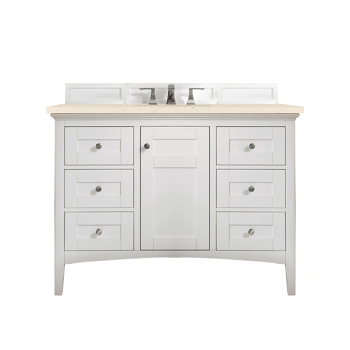 Palisades 48" Single Vanity, Bright  White, w/ 3 CM Eternal Marfil Quartz Top James Martin Vanities