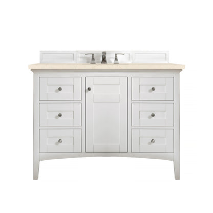 Palisades 48" Single Vanity, Bright  White, w/ 3 CM Eternal Marfil Quartz Top James Martin Vanities