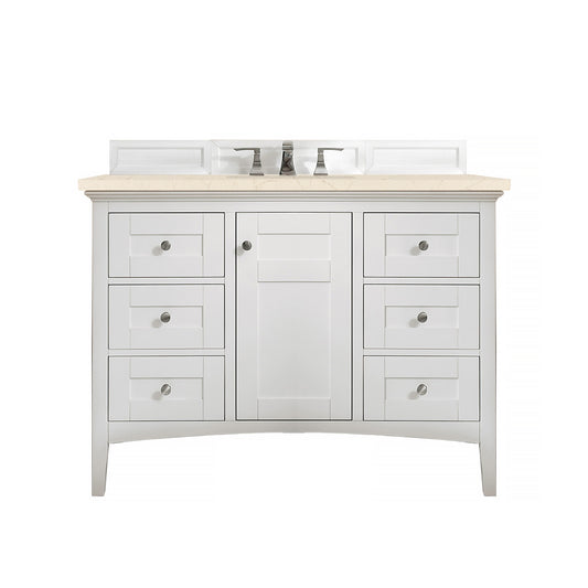 Palisades 48" Single Vanity, Bright  White, w/ 3 CM Eternal Marfil Quartz Top James Martin Vanities