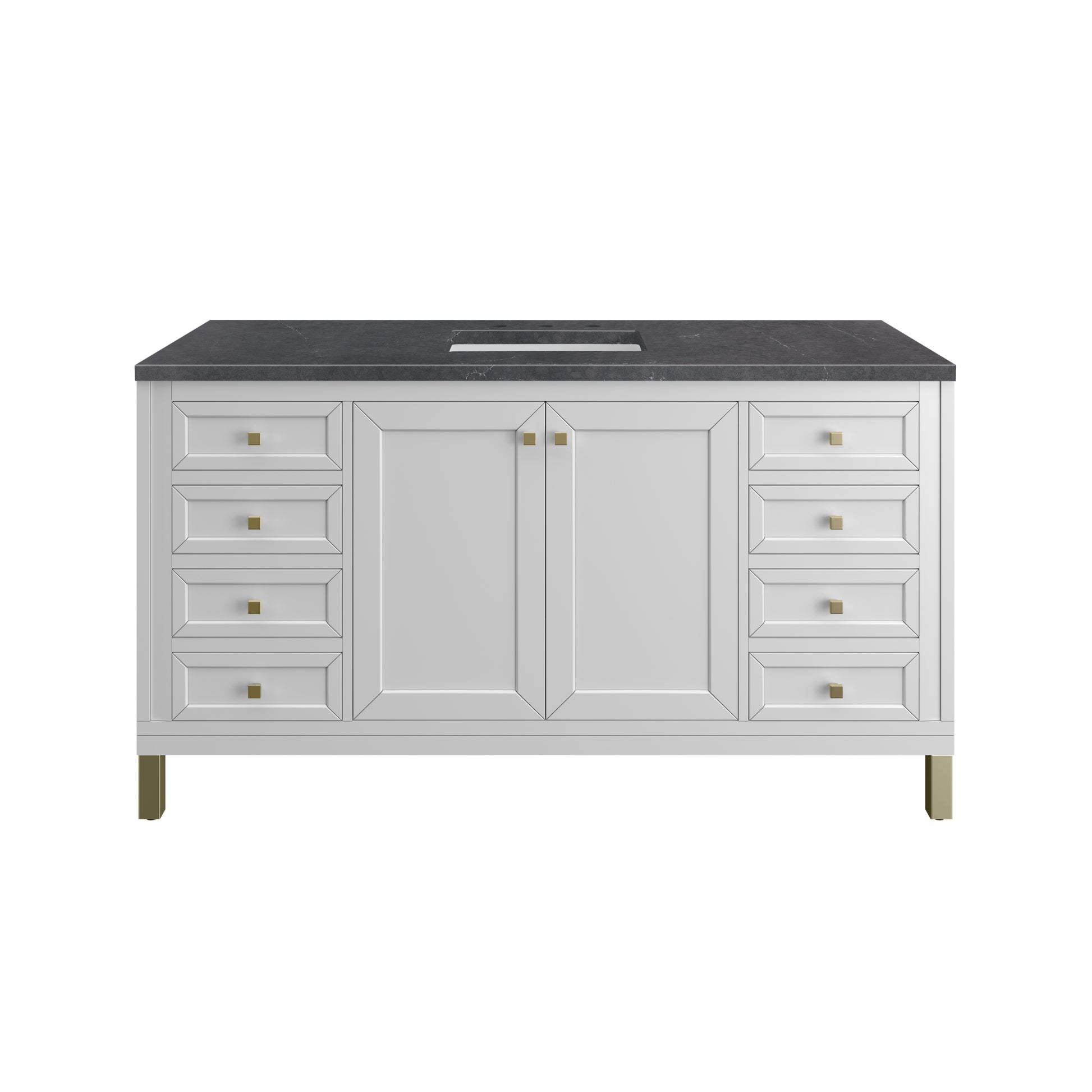 Chicago 60" Single Vanity, Glossy White w/ 3CM Charcoal Soapstone Top James Martin Vanities