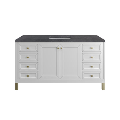 Chicago 60" Single Vanity, Glossy White w/ 3CM Charcoal Soapstone Top James Martin Vanities
