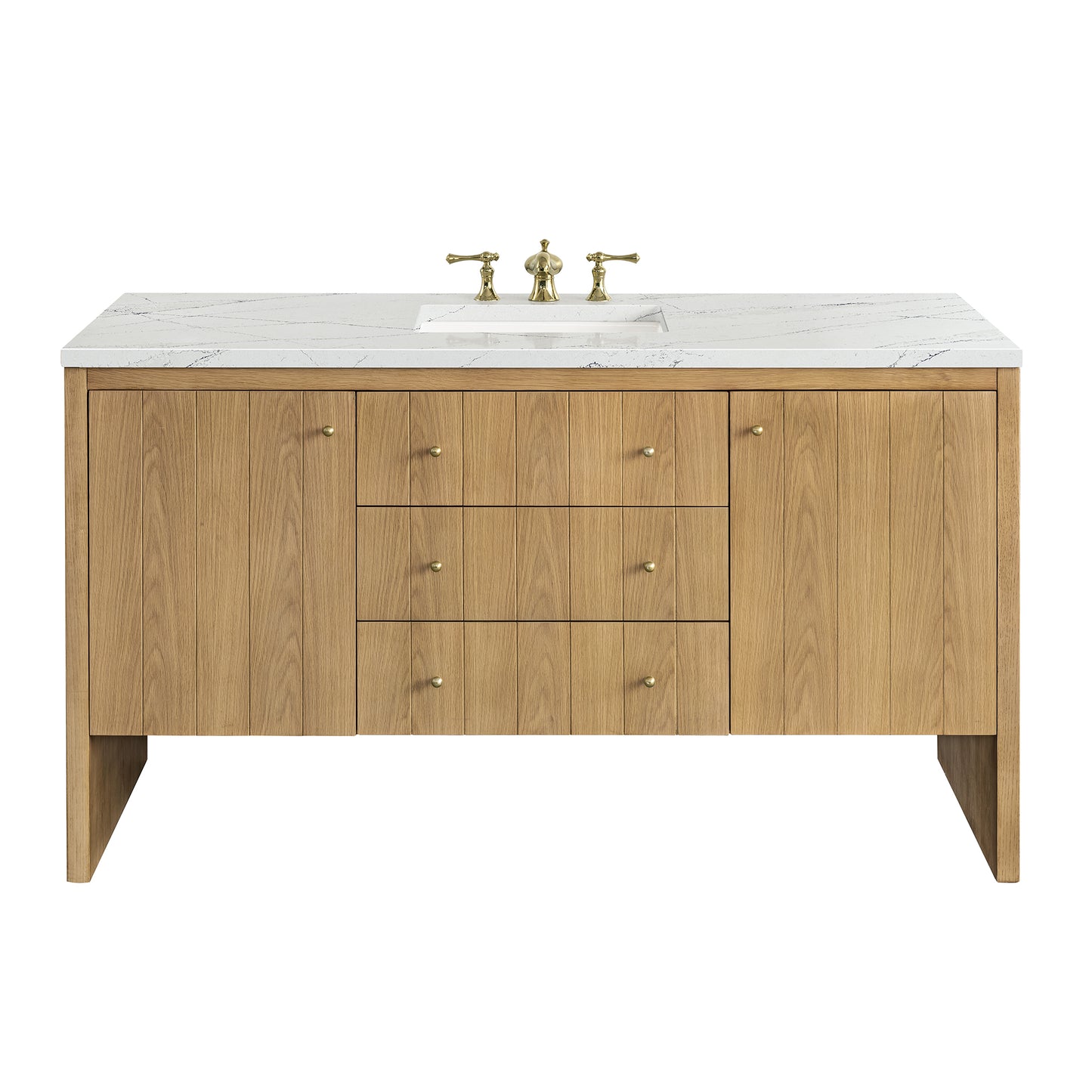 Hudson 60" Single Vanity, Light Natural Oak w/ 3CM Ethereal Noctis Top James Martin Vanities