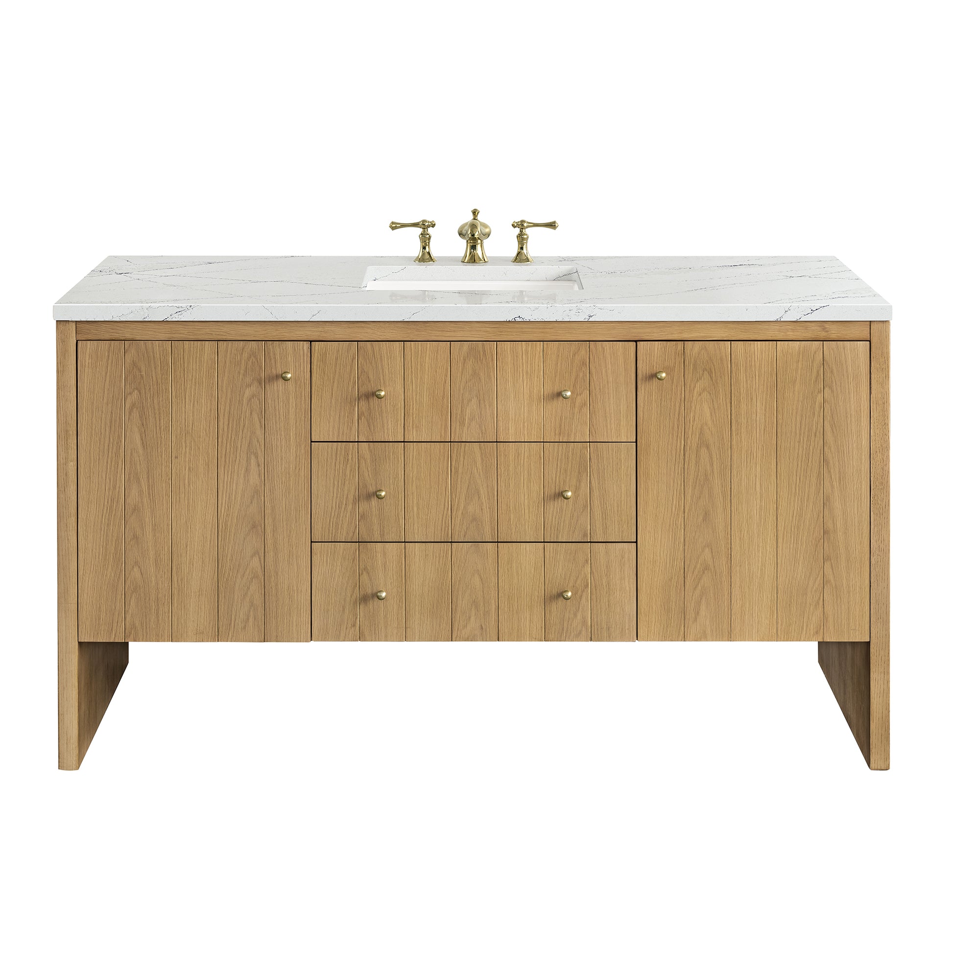 Hudson 60" Single Vanity, Light Natural Oak w/ 3CM Ethereal Noctis Top James Martin Vanities