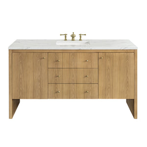 Hudson 60" Single Vanity, Light Natural Oak w/ 3CM Ethereal Noctis Top James Martin Vanities