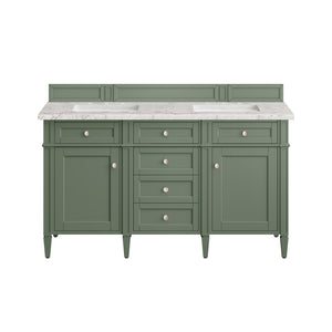 Brittany 60" Double Vanity, Smokey Celadon w/ 3CM Eternal Jasmine Pearl Top James Martin Vanities