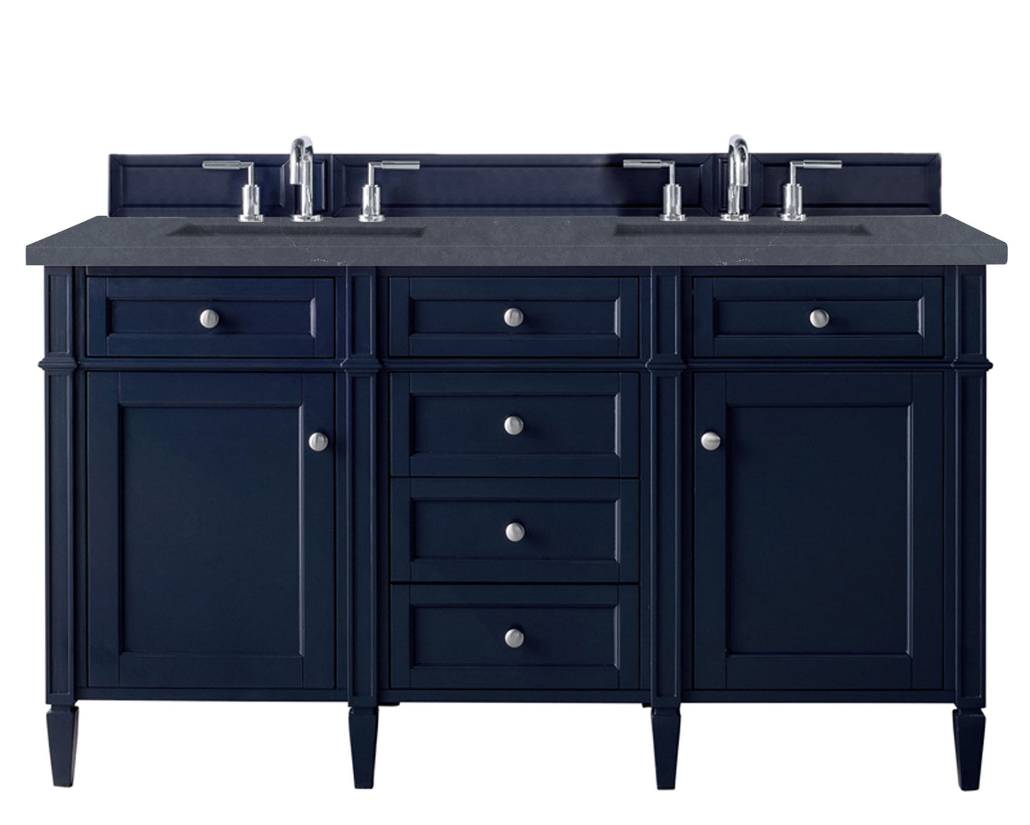 Brittany 60" Victory Blue Double Vanity w/ 3 CM Charcoal Soapstone Quartz Top James Martin Vanities
