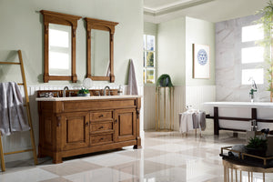 Brookfield 60" Double Vanity, Country Oak w/ 3 CM Eternal Marfil Quartz Top James Martin Vanities