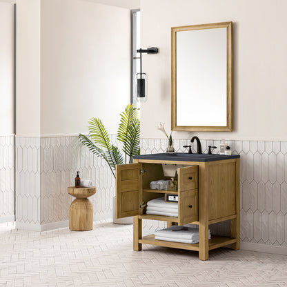 Breckenridge 30" Single Vanity, Light Natural Oak w/ 3CM Charcoal Soapstone Top James Martin Vanities