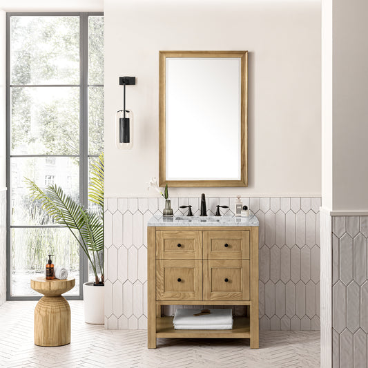 Breckenridge 30" Single Vanity, Light Natural Oak w/ 3CM Carrara Marble Top James Martin Vanities
