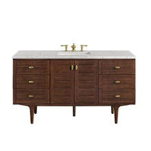 Load image into Gallery viewer, Amberly 60&quot; Single Vanity, Mid-Century Walnut w/ 3CM Eternal Jasmine Pearl Top James Martin Vanities