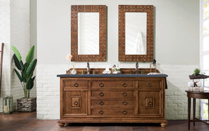 Mykonos 72" Double Vanity Cabinet, Cinnamon, w/ 3 CM Charcoal Soapstone Quartz Top James Martin Vanities